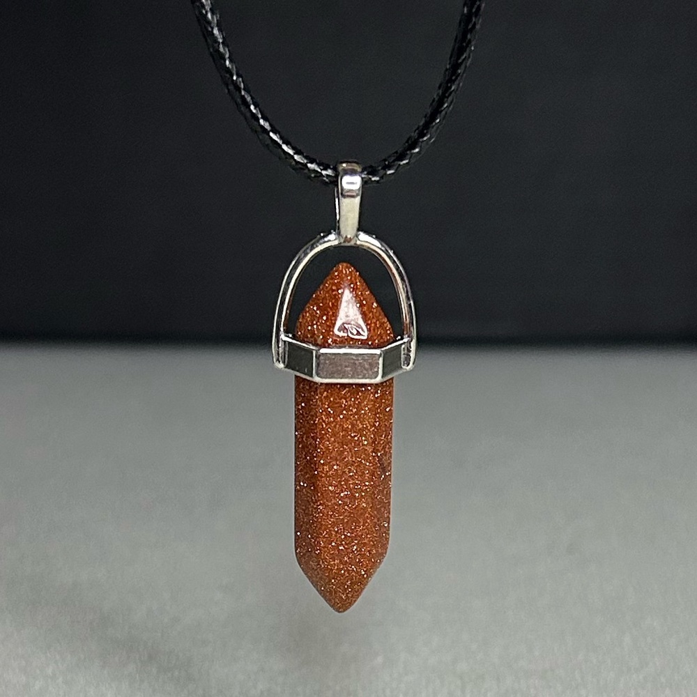 Gold Sandstone Hexagonal Pointed Pendant Natural Crystal Gemstone Necklace